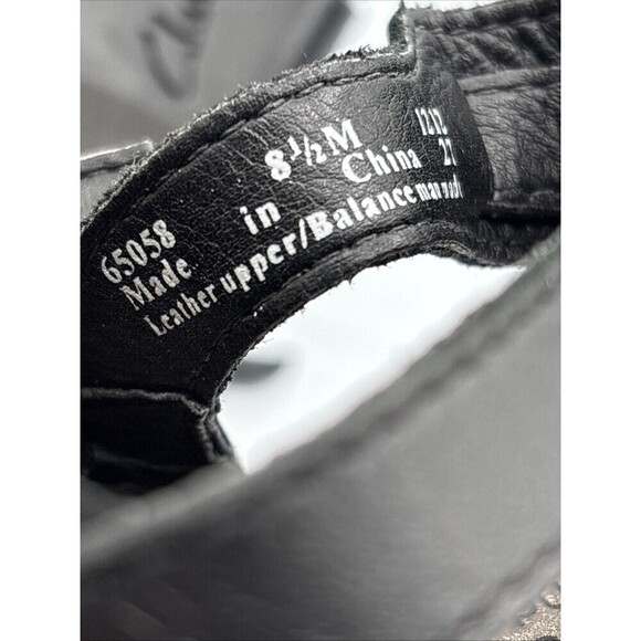 Clarks Bendables Black Leather Strappy Wedge Sandals Women’s 8.5 Comfort Buckle - Picture 12 of 13